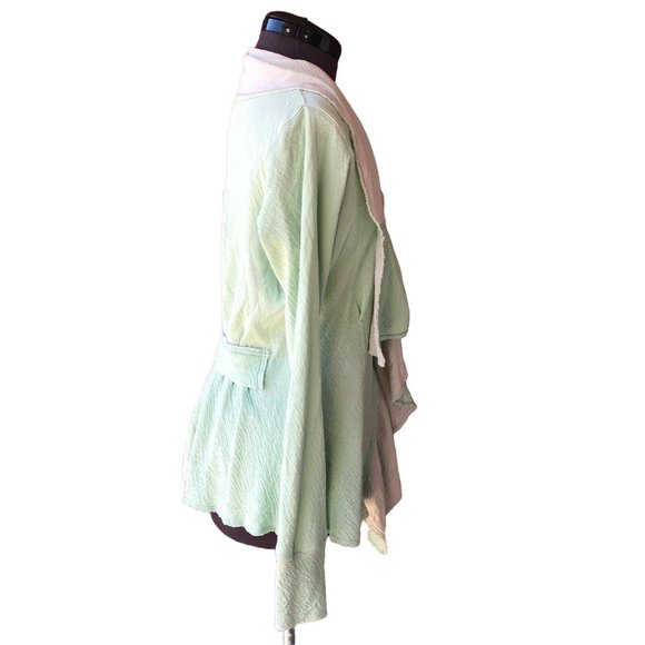 Evy's Tree Kristina Waterfall Top Jacket Shawl Collar V-Neck Sage Green XS Long- - Picture 5 of 8